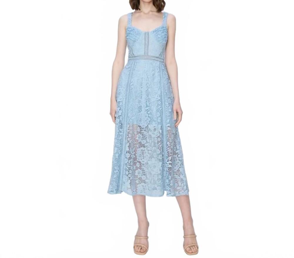 NEW INA FASHION floral lace midi dress in pale blue